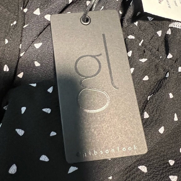 Gibson look Black White Polka Dot Ruffle sleeveless Top - Picture 8 of 12